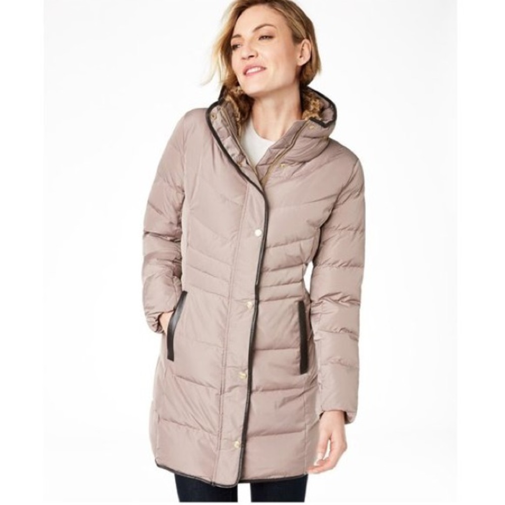 NWT Cole Haan Quilted Down Jacket Fur Coat